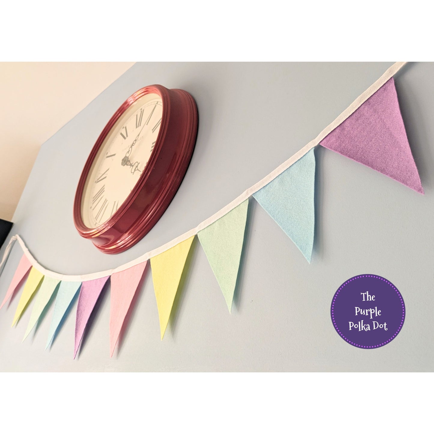 Rainbow pastel felt bunting by the metre