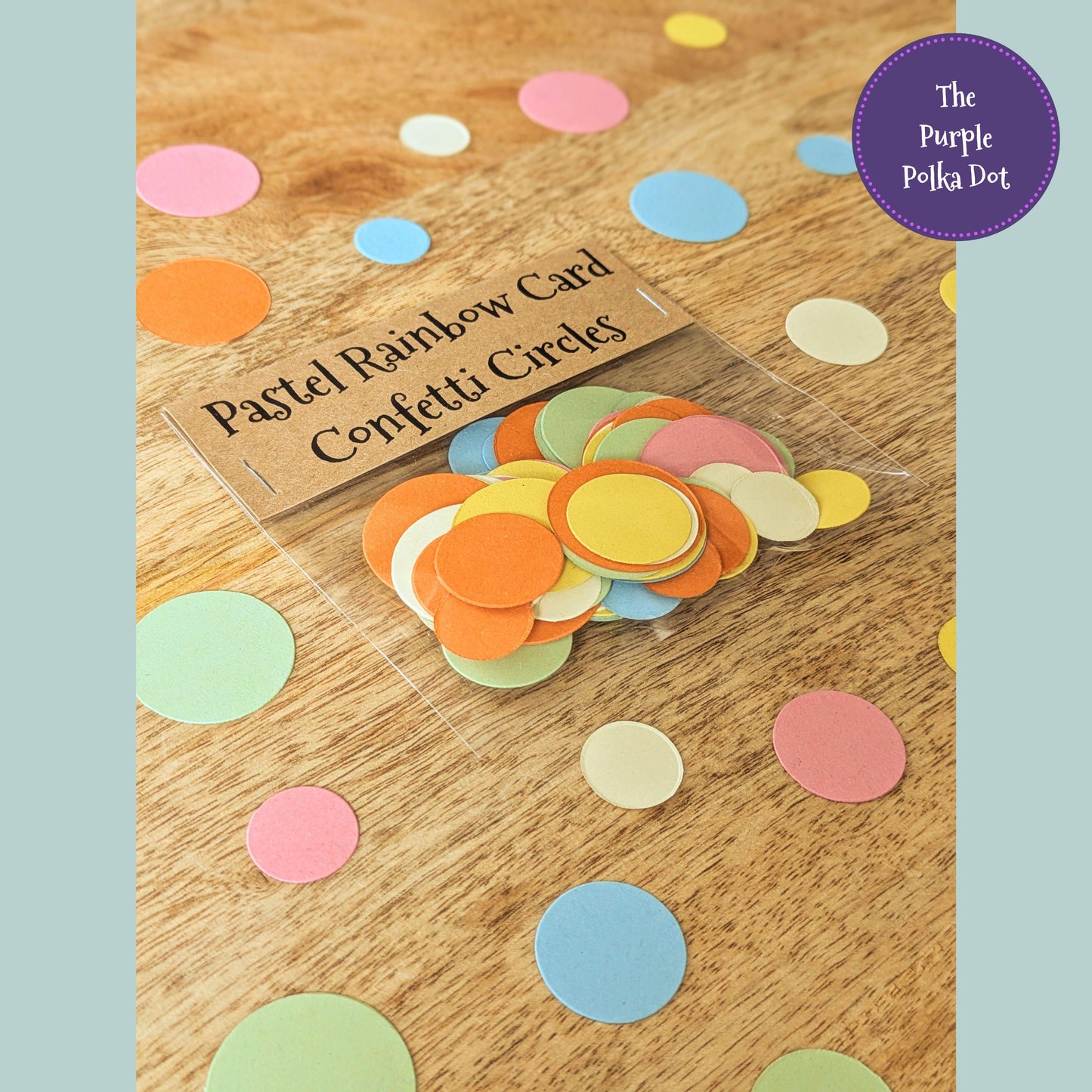 Rainbow card circles confetti, pastel party table decorations, die cut circles for craft, reusable party decorations, recycled confetti
