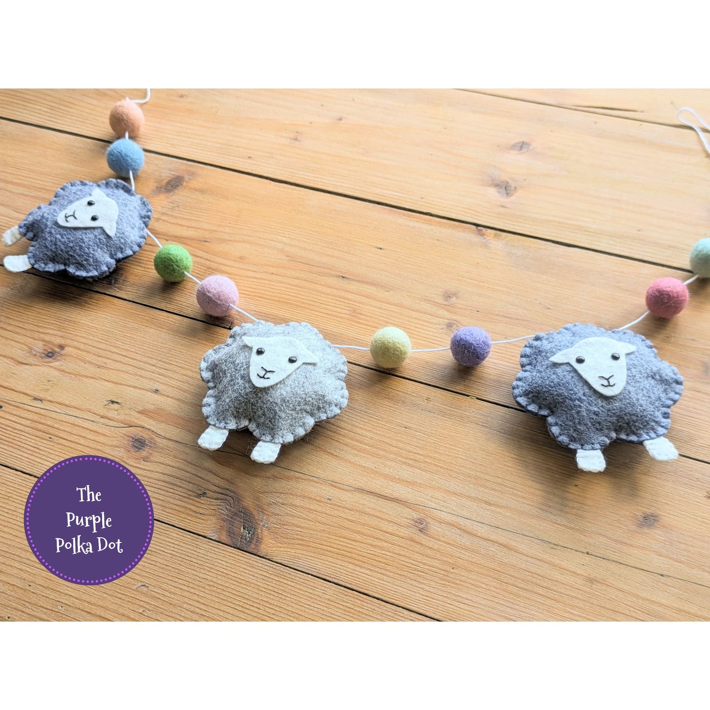 Felt Easter spring sheep nursery garland