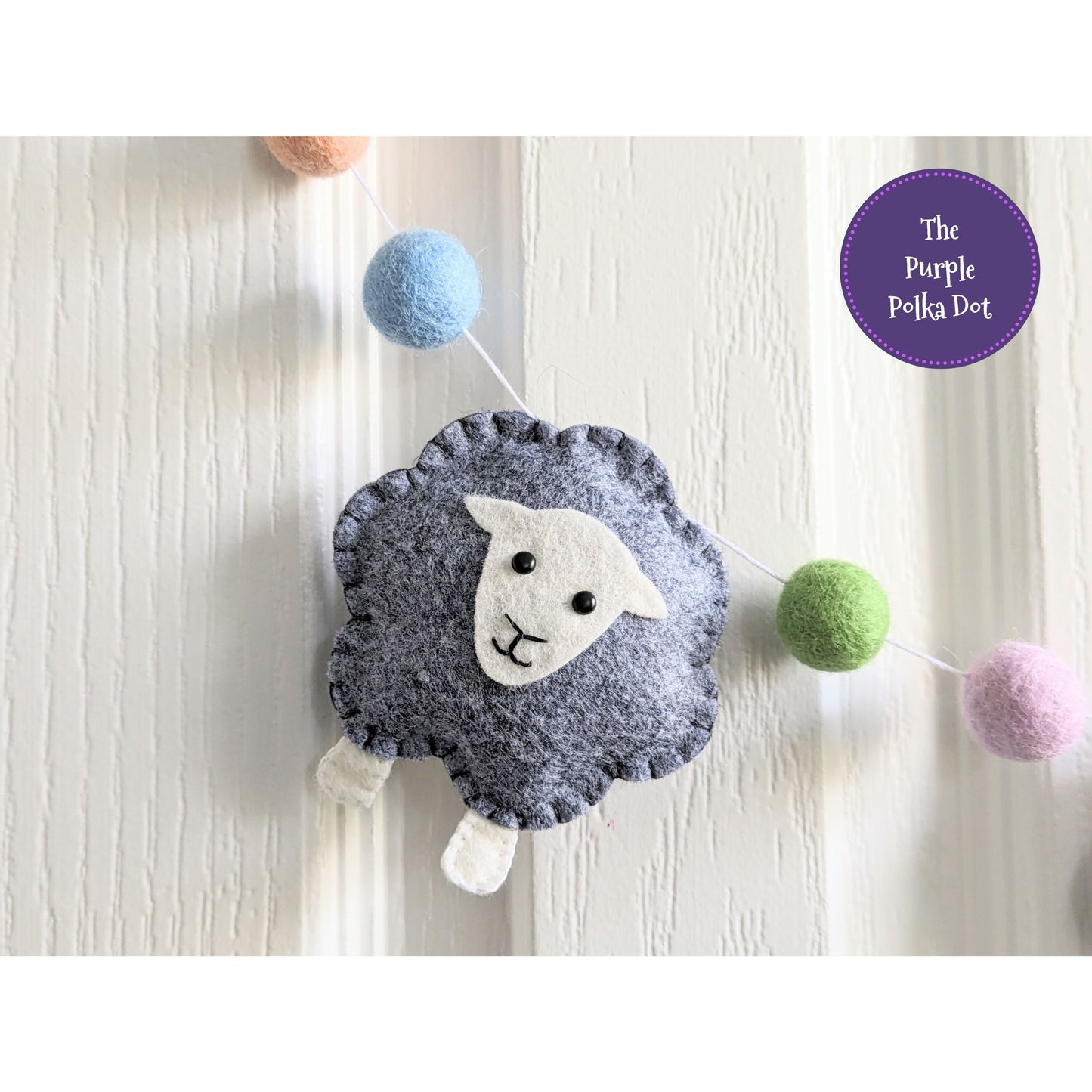 Felt Easter spring sheep nursery garland