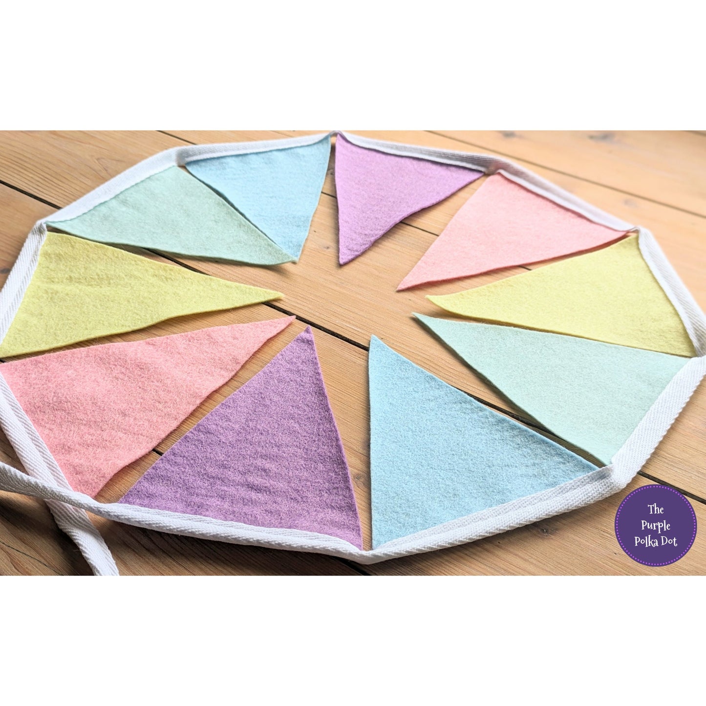 Rainbow pastel felt bunting by the metre