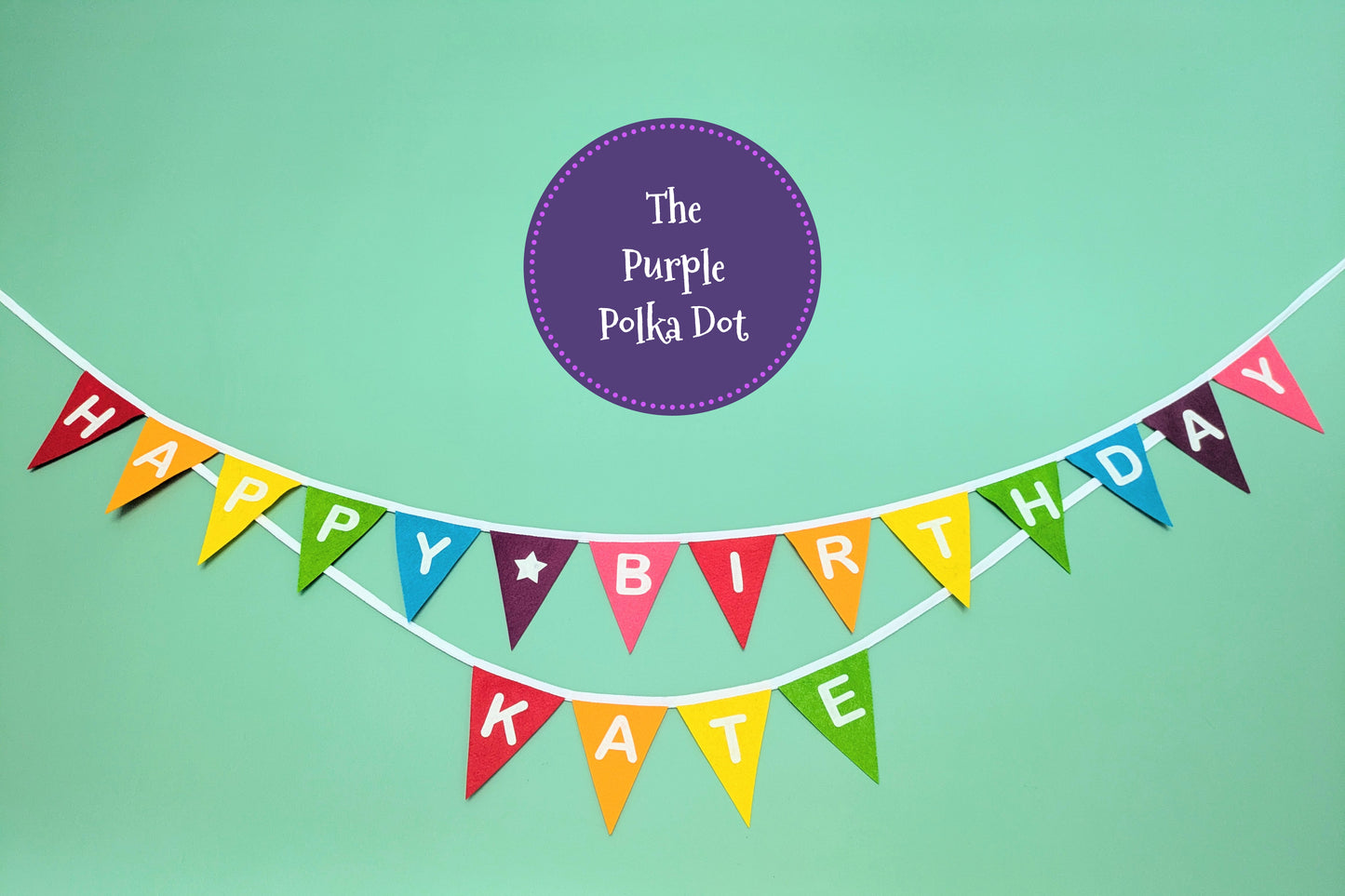 Happy Birthday felt rainbow bunting with hand-cut lettering