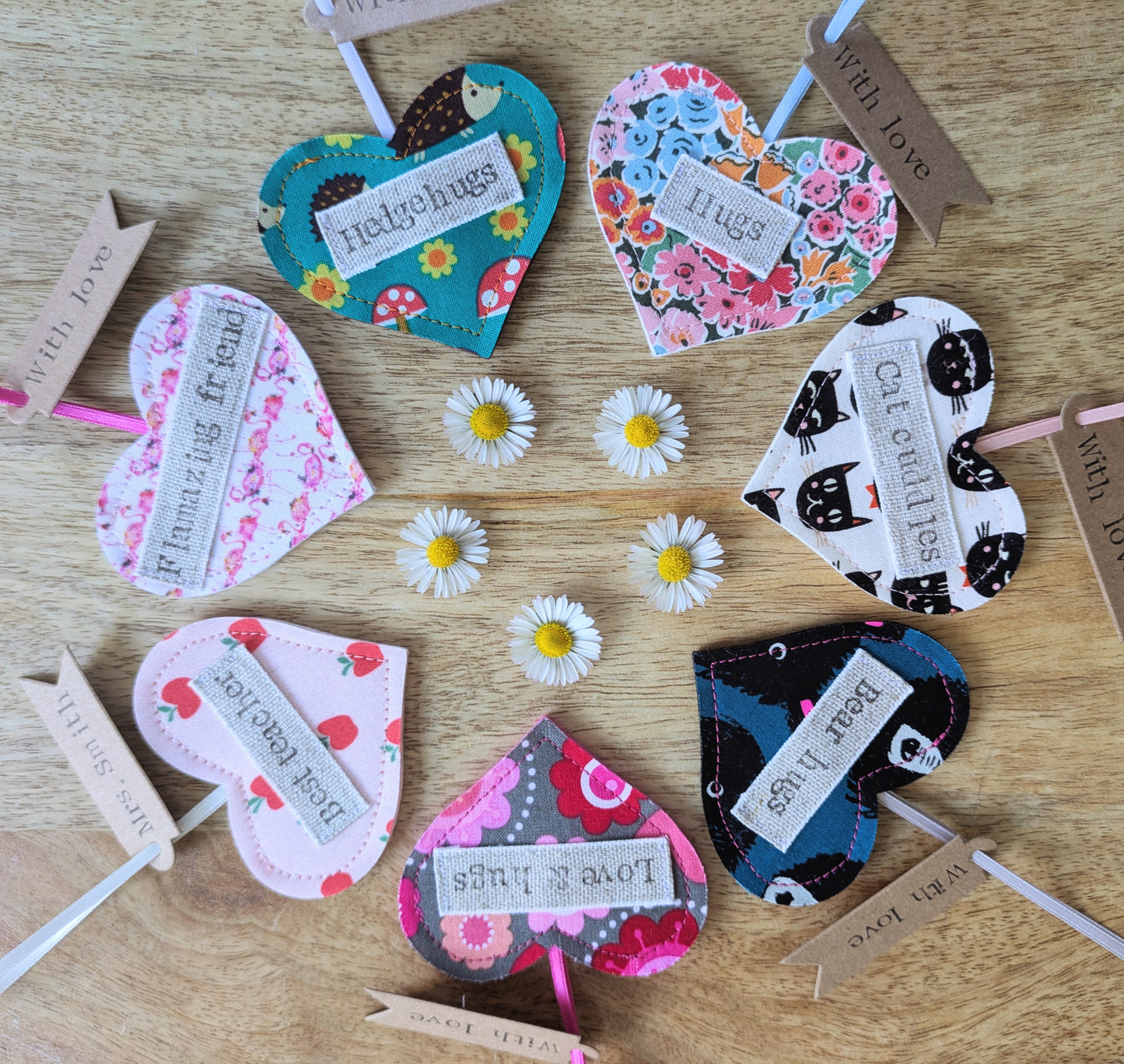 'Bear hugs' Hanging Heart Decoration with Plantable Wildflower Seed Backing Card