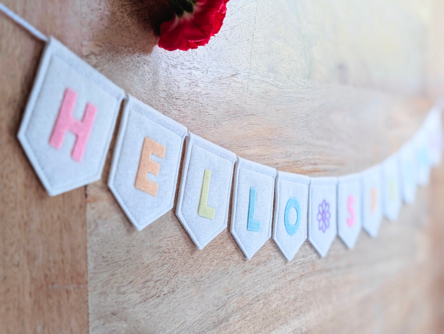 Felt 'Hello Spring' bunting: Handmade Pastel Banner