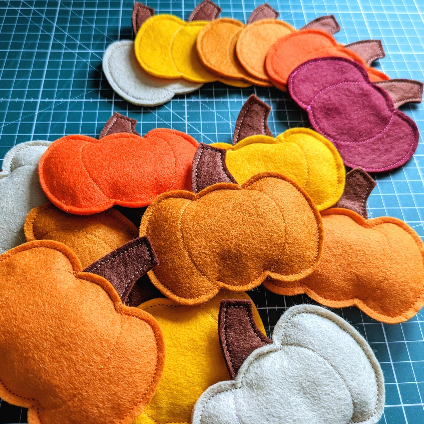 Felt Pumpkin and Felt Ball Garland - Oranges and Yellows