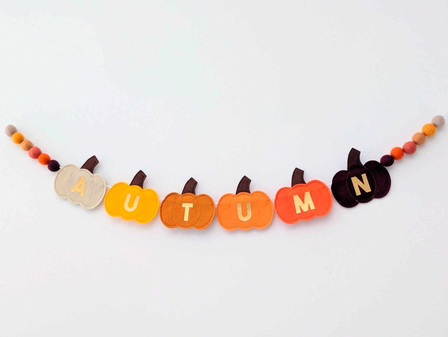 Felt 'Autumn' Pumpkin and Felt Ball Garland