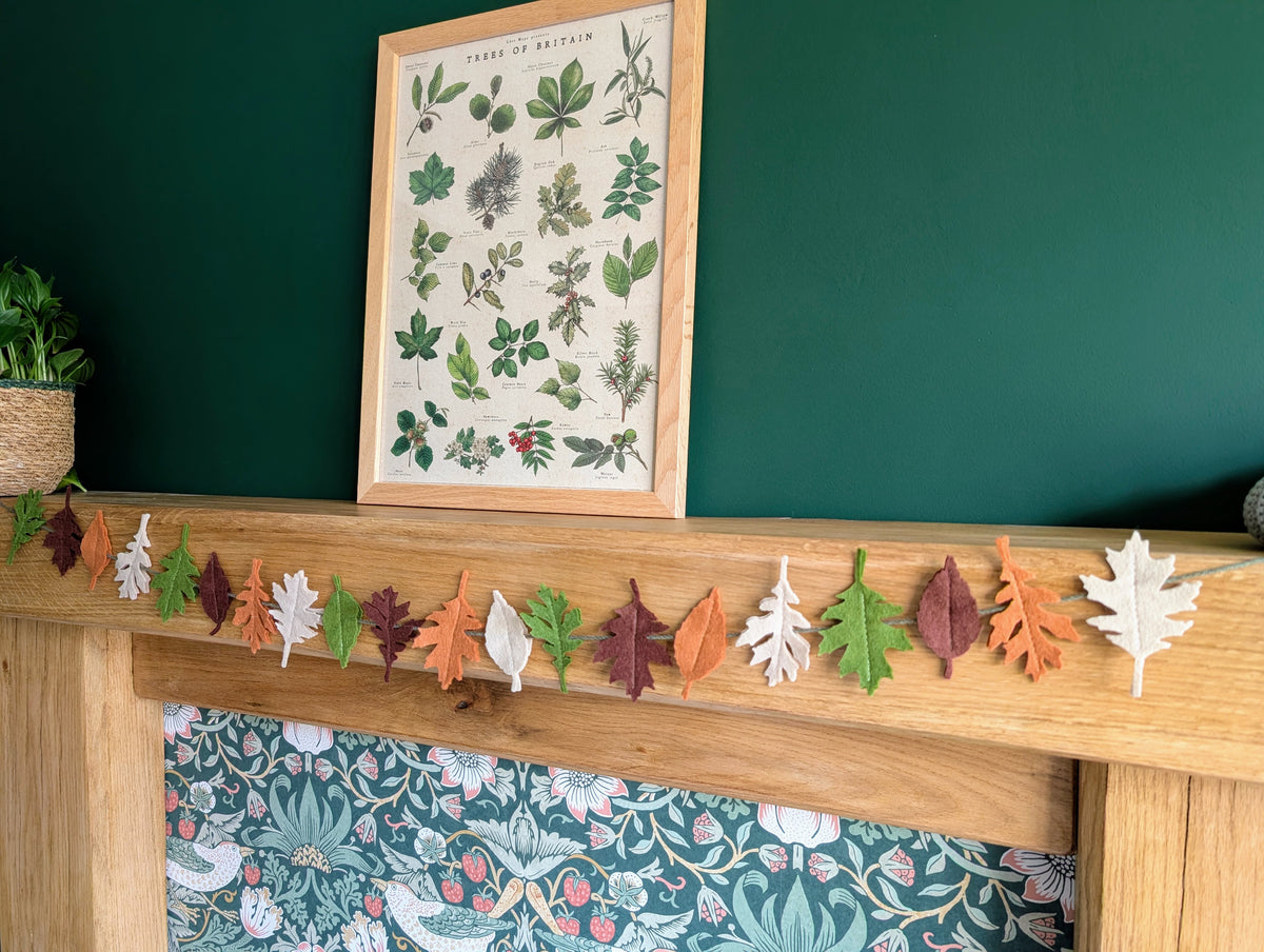 Felt Autumn Leaves Garland - Neutral tones