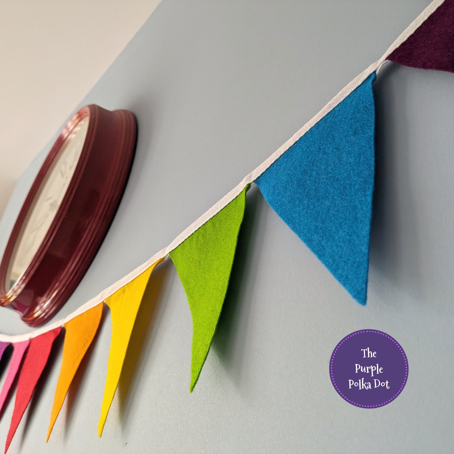 Rainbow felt bunting by the metre
