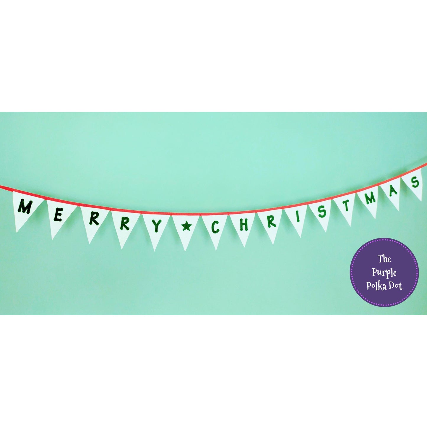 Merry Christmas large felt festive bunting garland hanging decoration in traditional colours