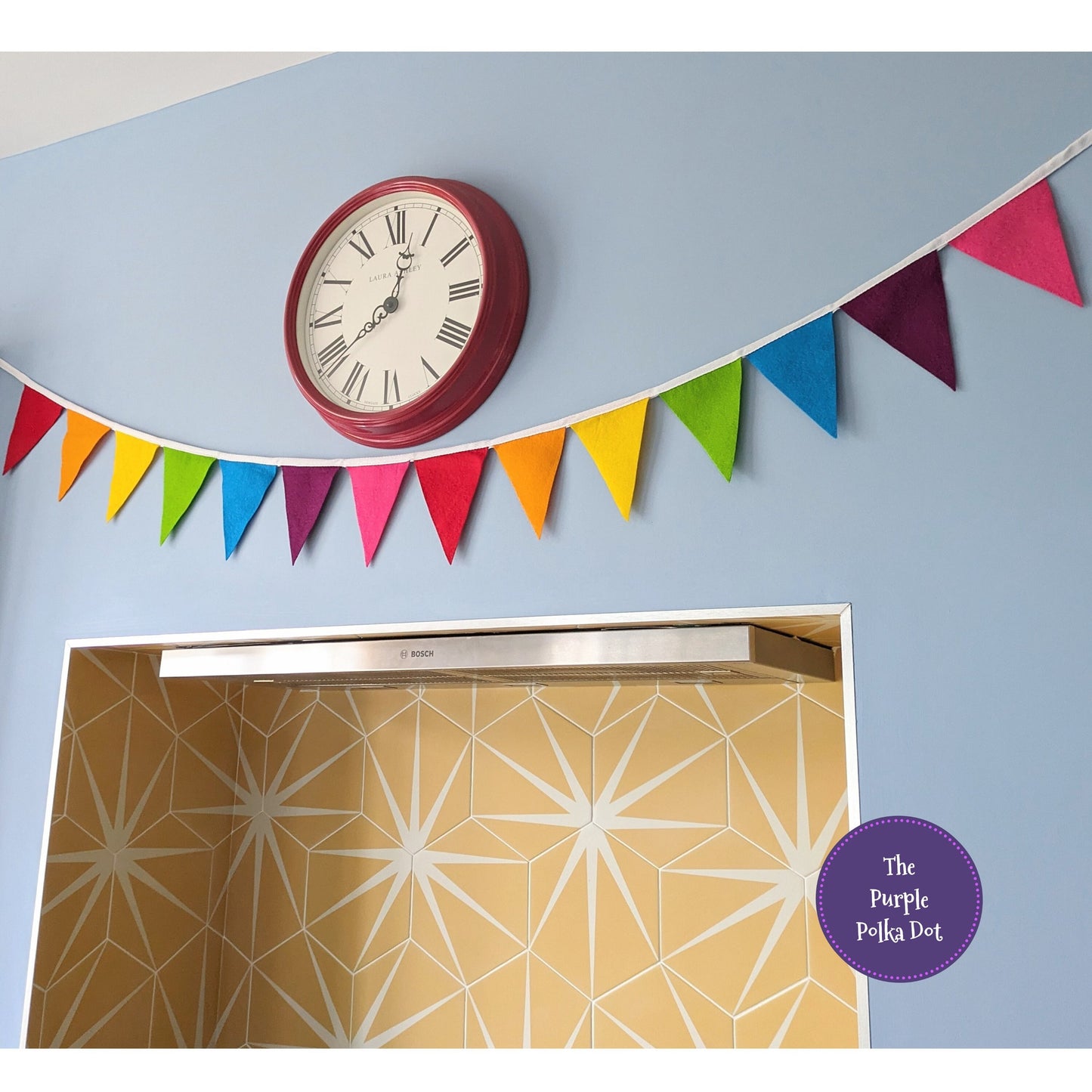 Rainbow felt bunting by the metre