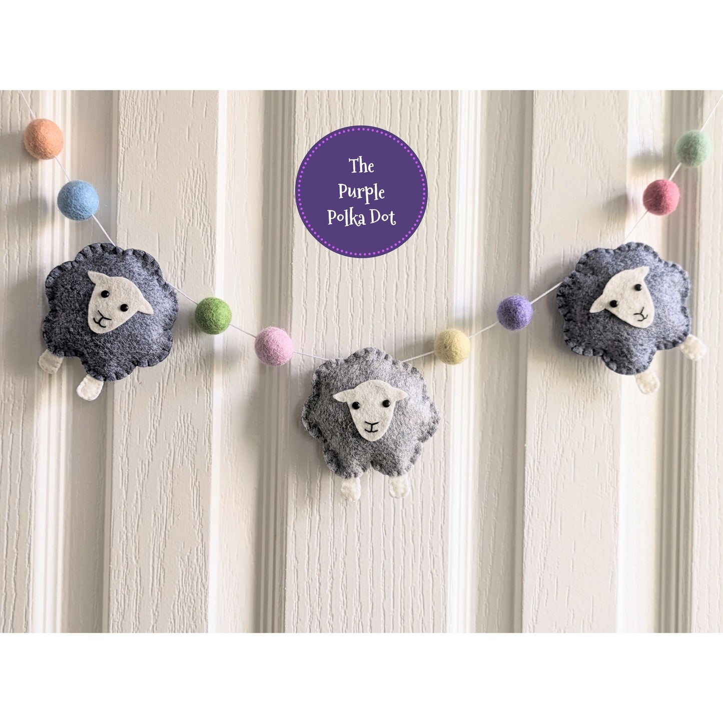 Felt Easter spring sheep nursery garland