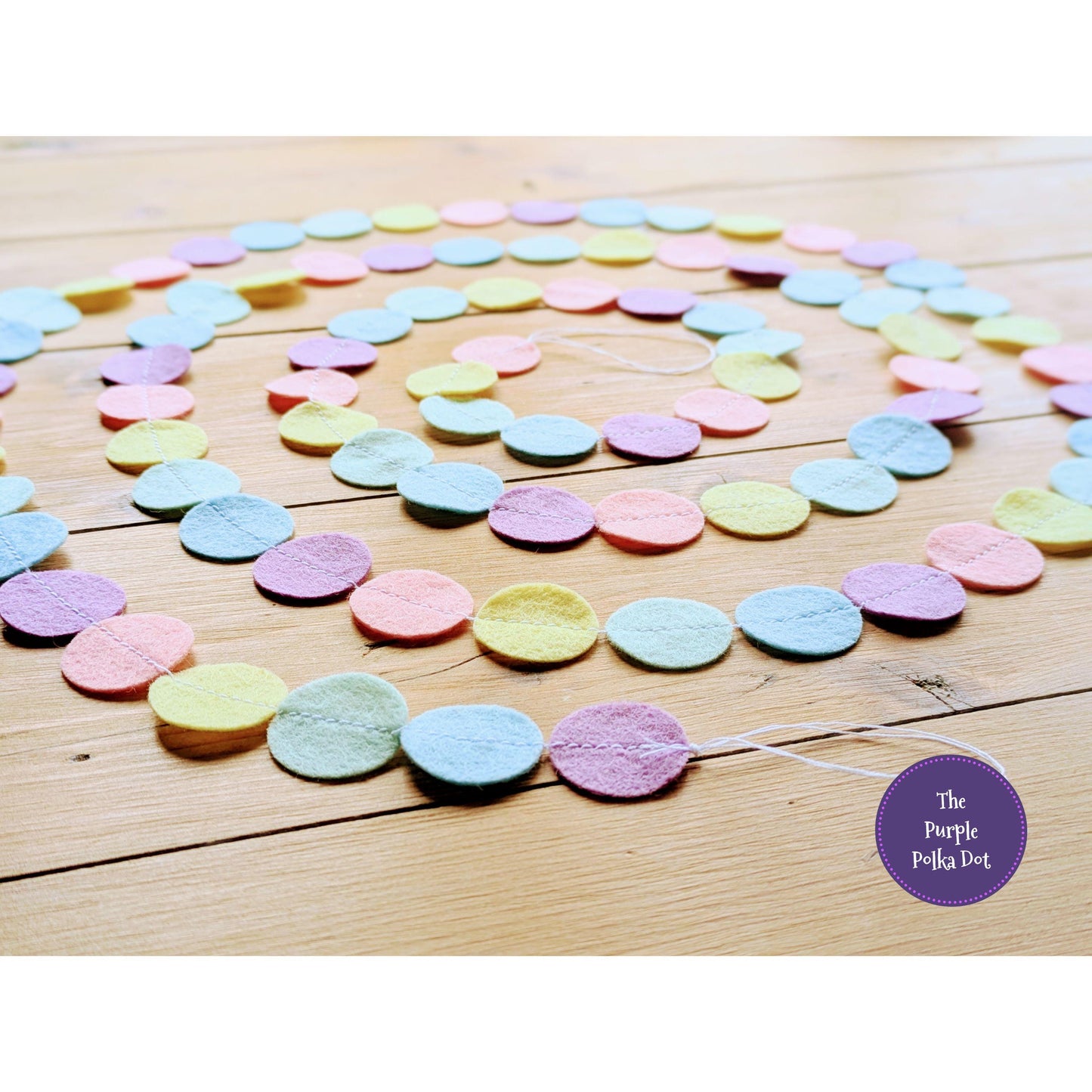 Rainbow pastel felt circle garland