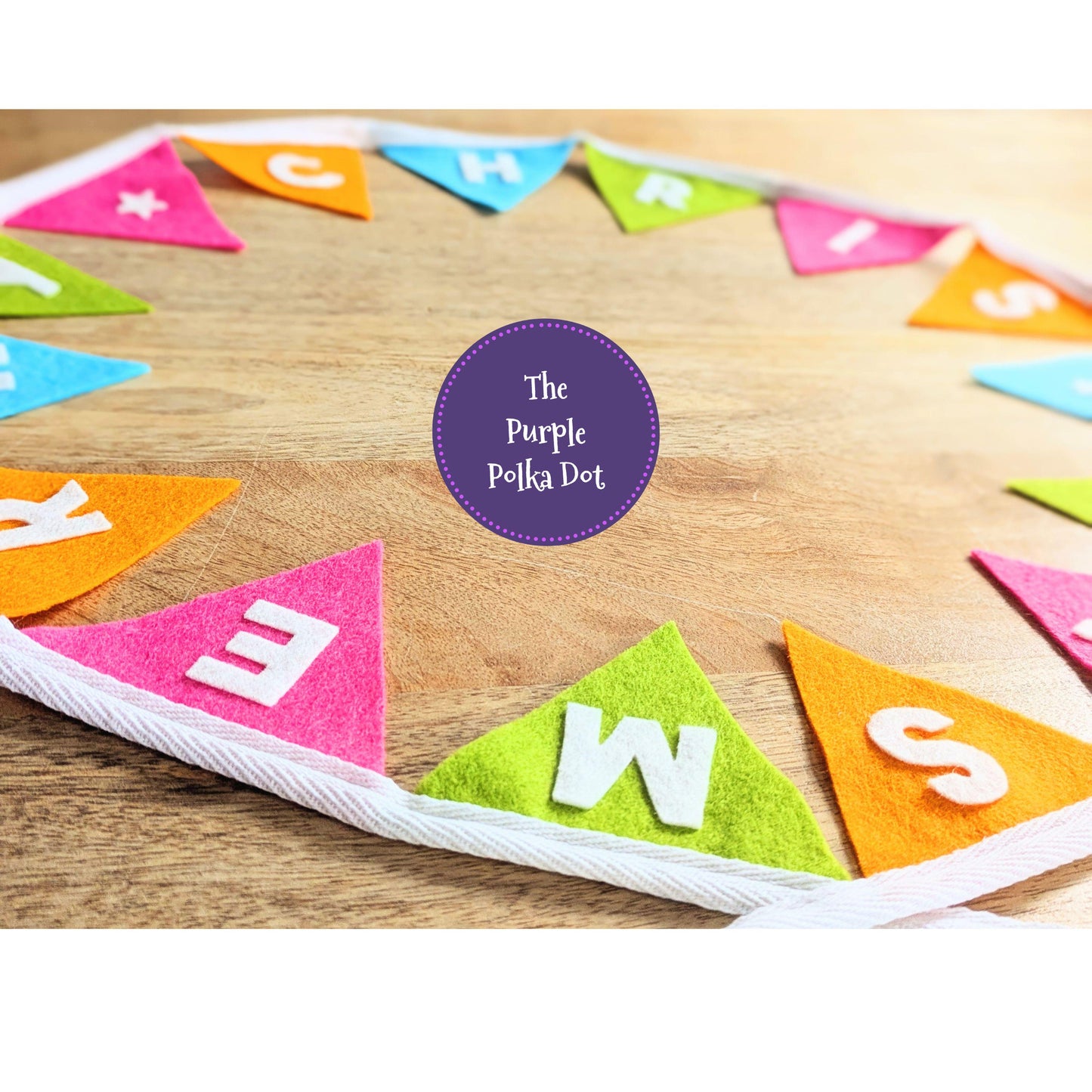 Merry Christmas felt festive bunting in bright colours