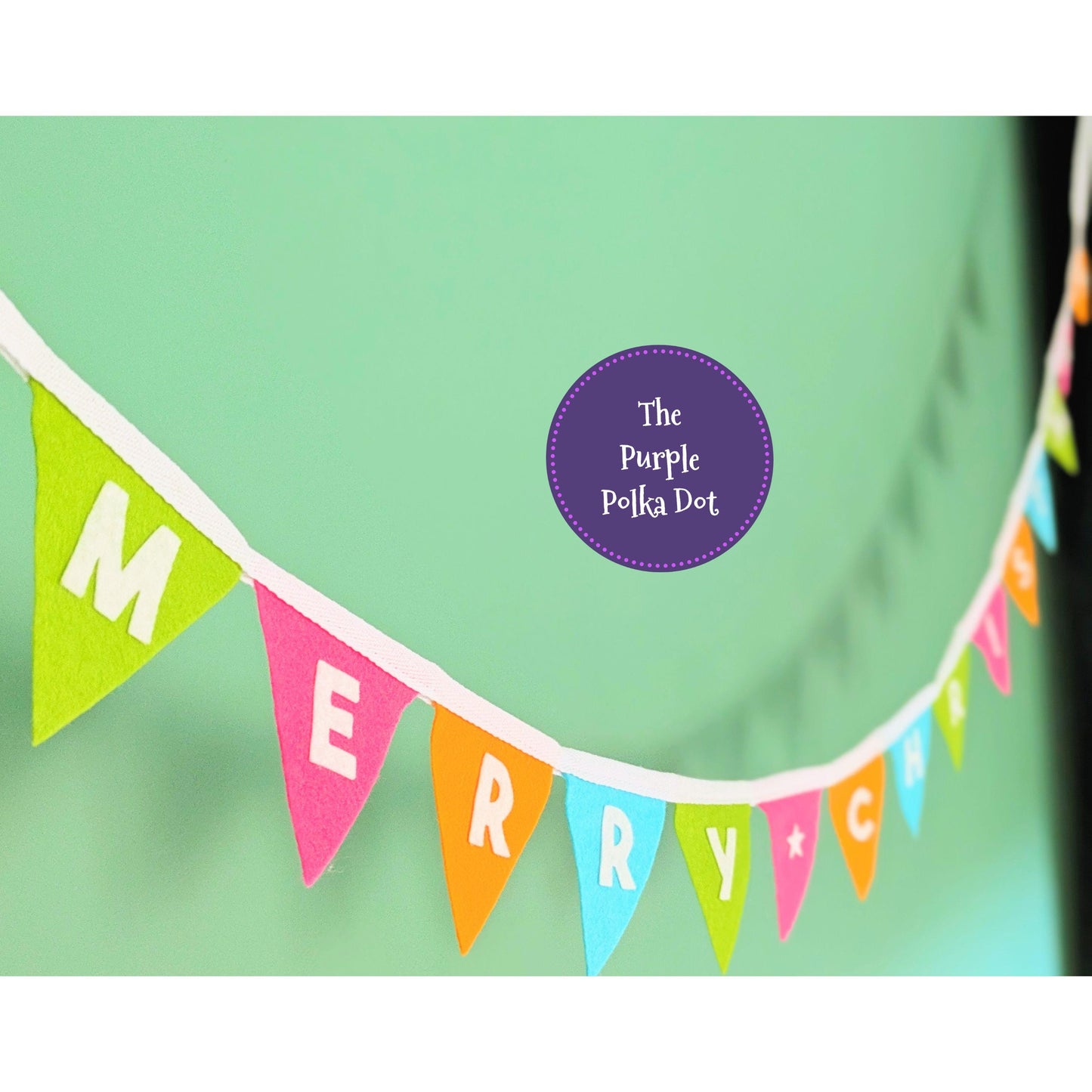 Merry Christmas felt festive bunting in bright colours