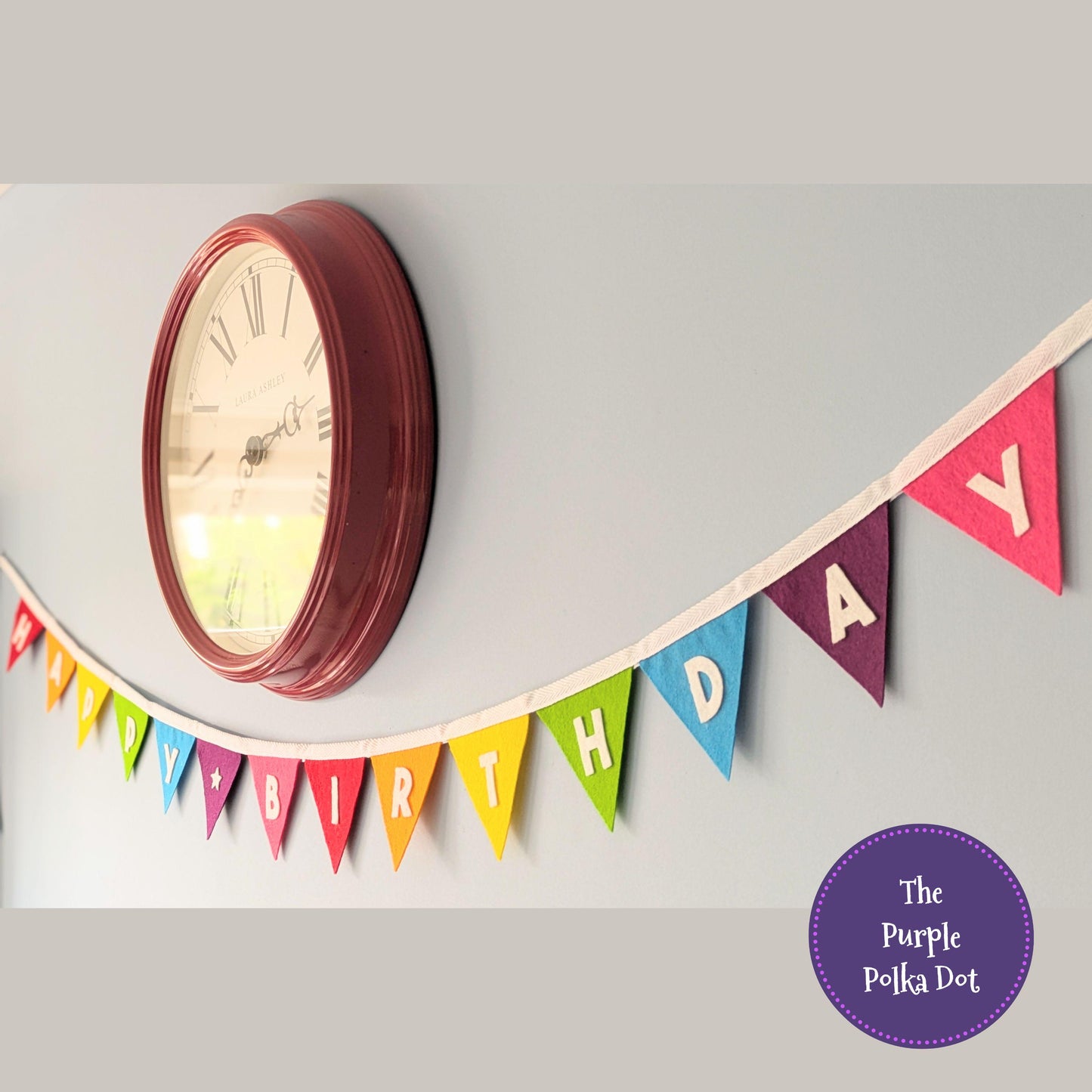 Happy Birthday felt rainbow bunting with die-cut lettering
