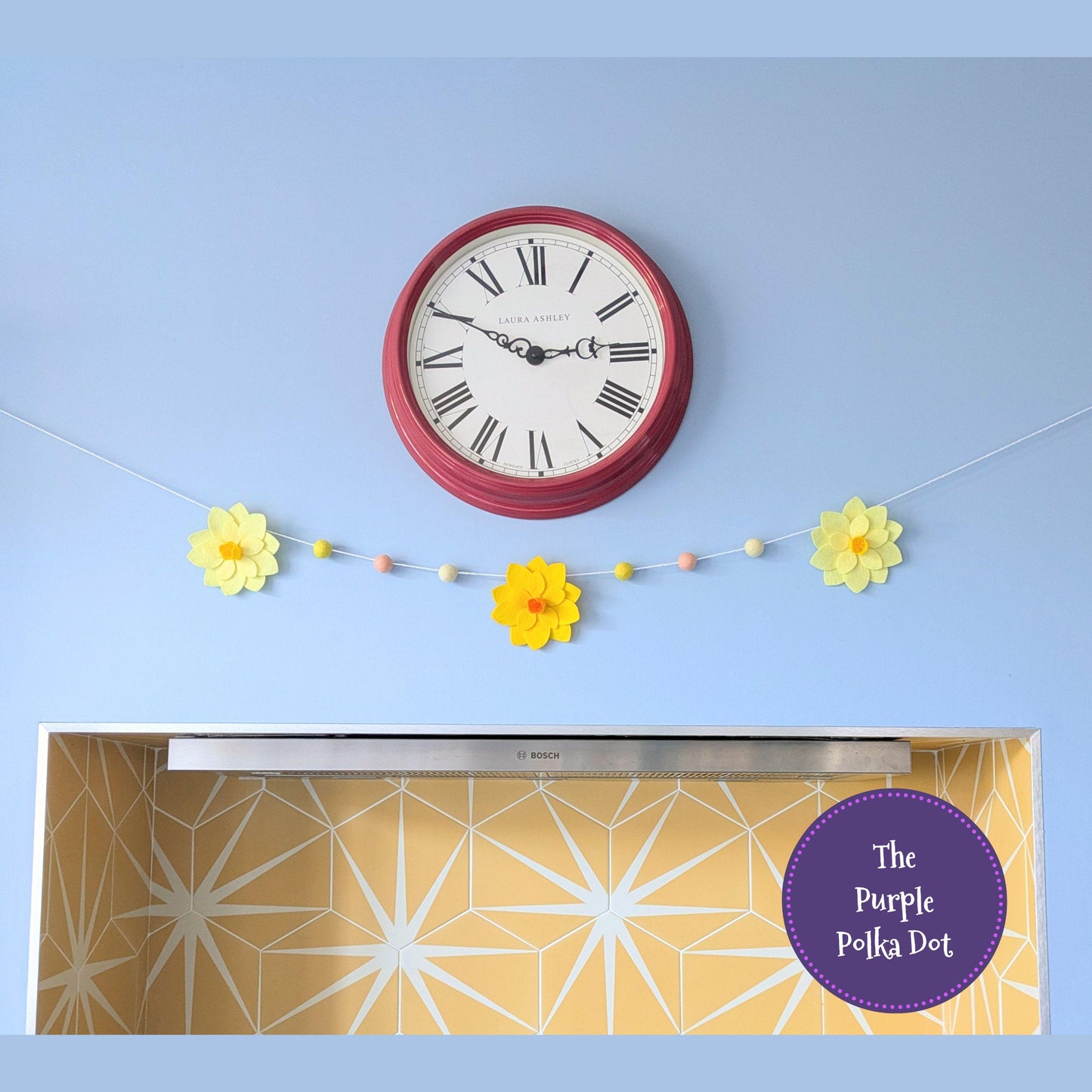 Spring Easter felt daffodil flower garland