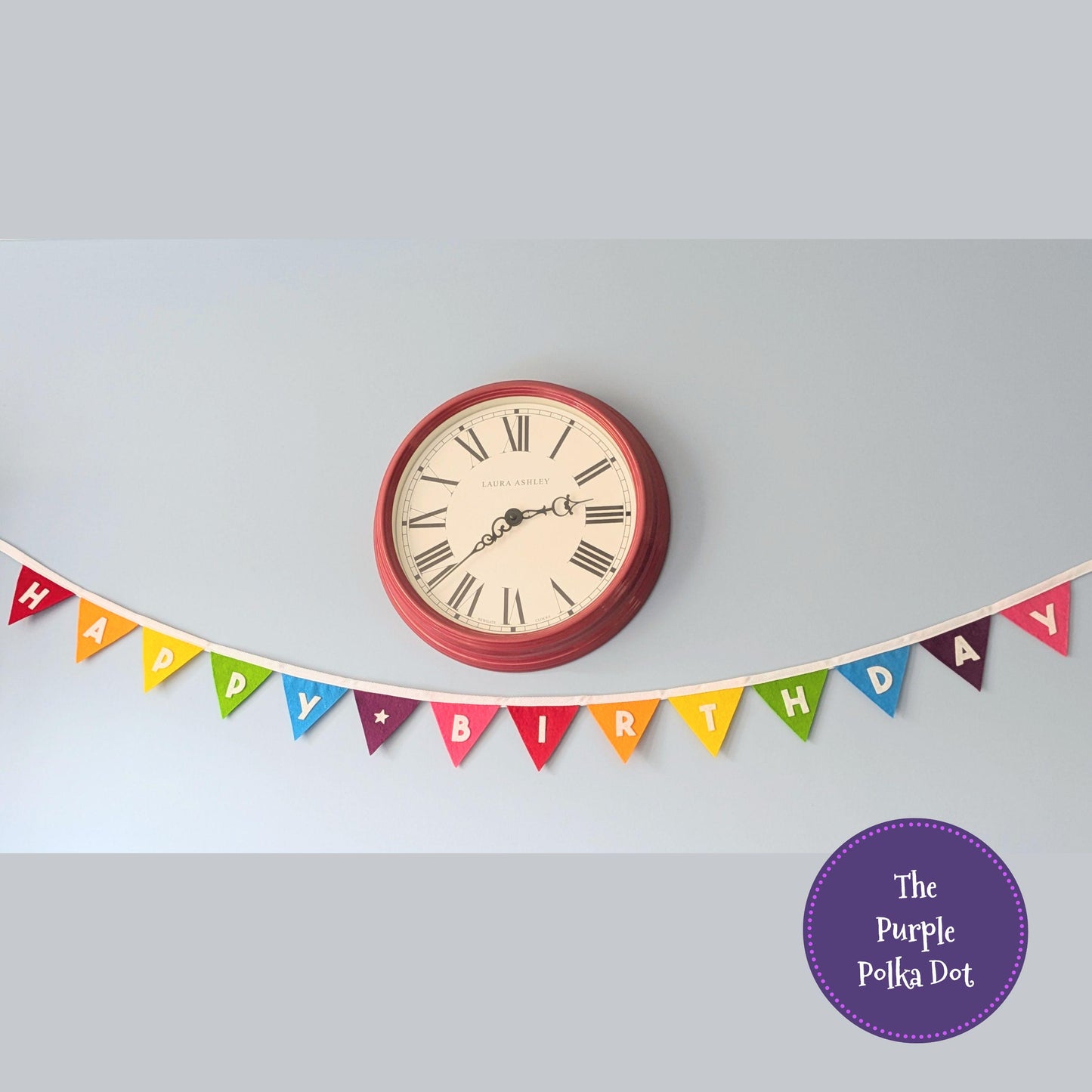 Happy Birthday felt rainbow bunting with die-cut lettering
