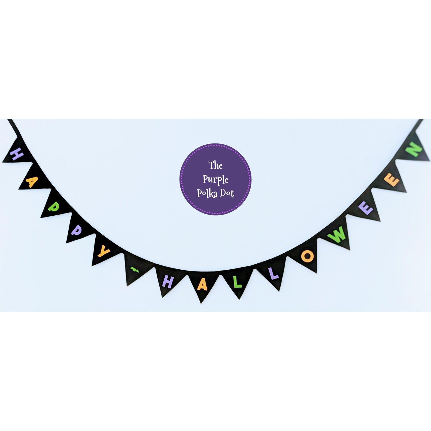 Happy Halloween black felt bunting with felt lettering in Halloween colours