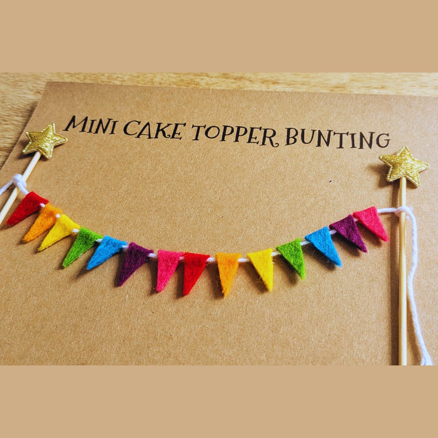 Felt Rainbow Cake Topper Bunting with Isosceles Triangle Flags