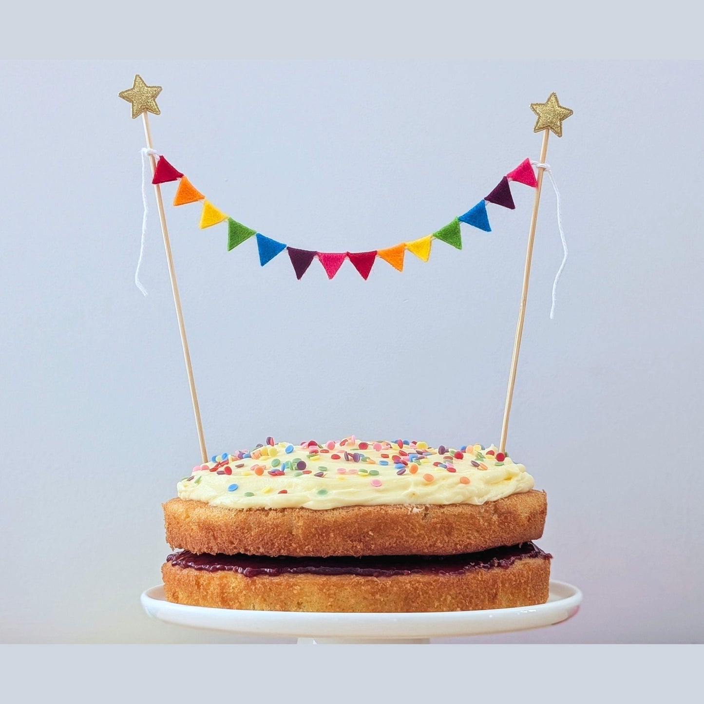 Felt Rainbow Cake Topper Bunting with Equilateral Triangle Flags