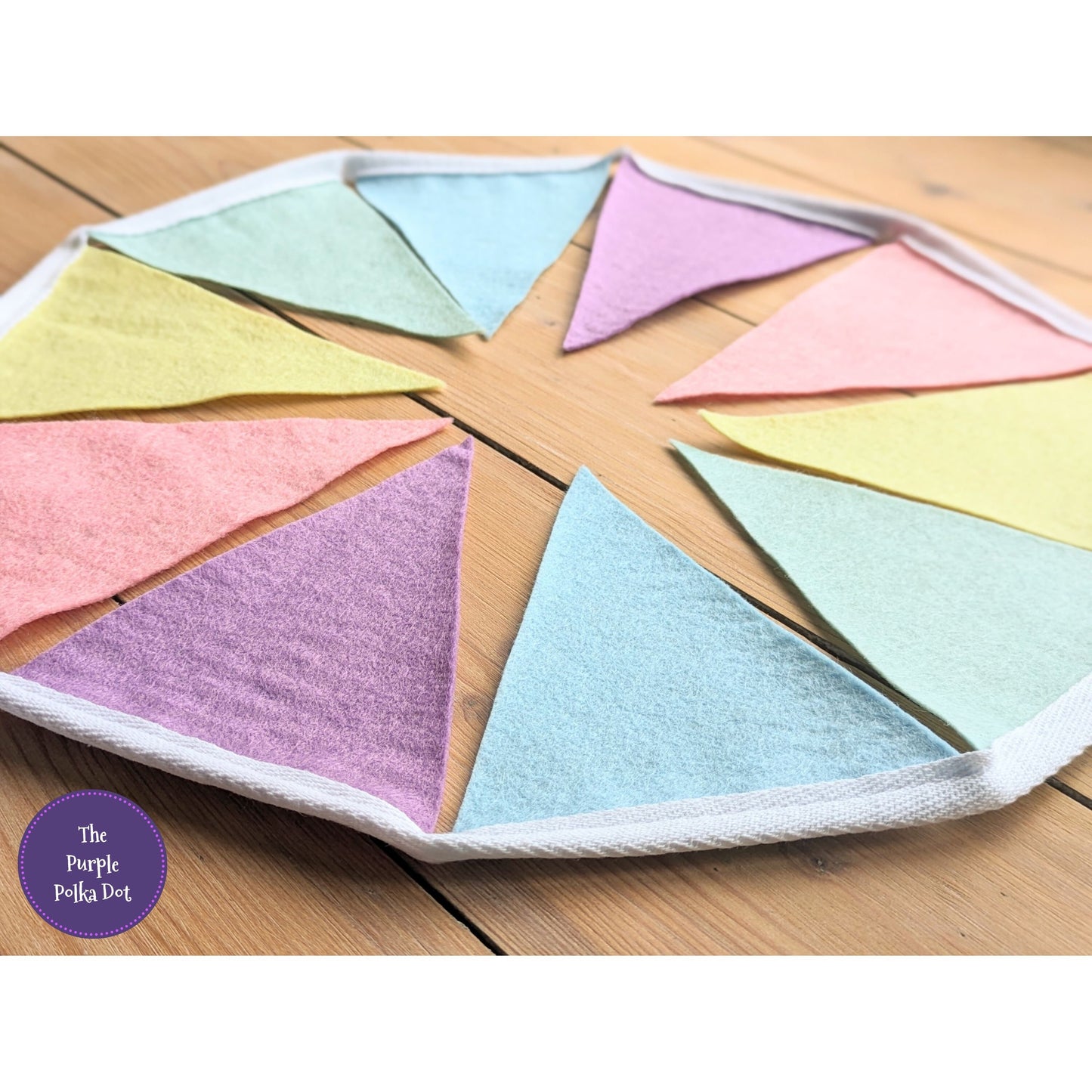 Rainbow pastel felt bunting by the metre