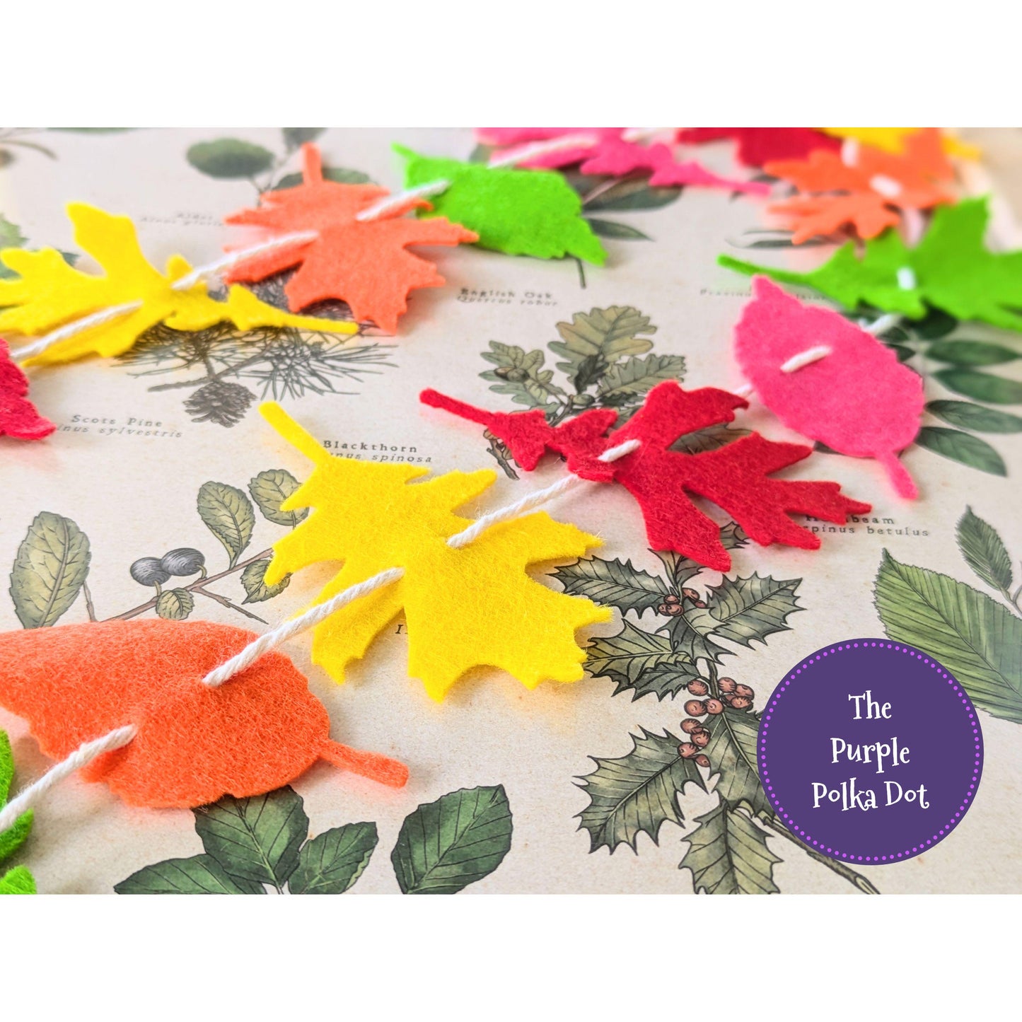 Autumn felt bright leaves garland