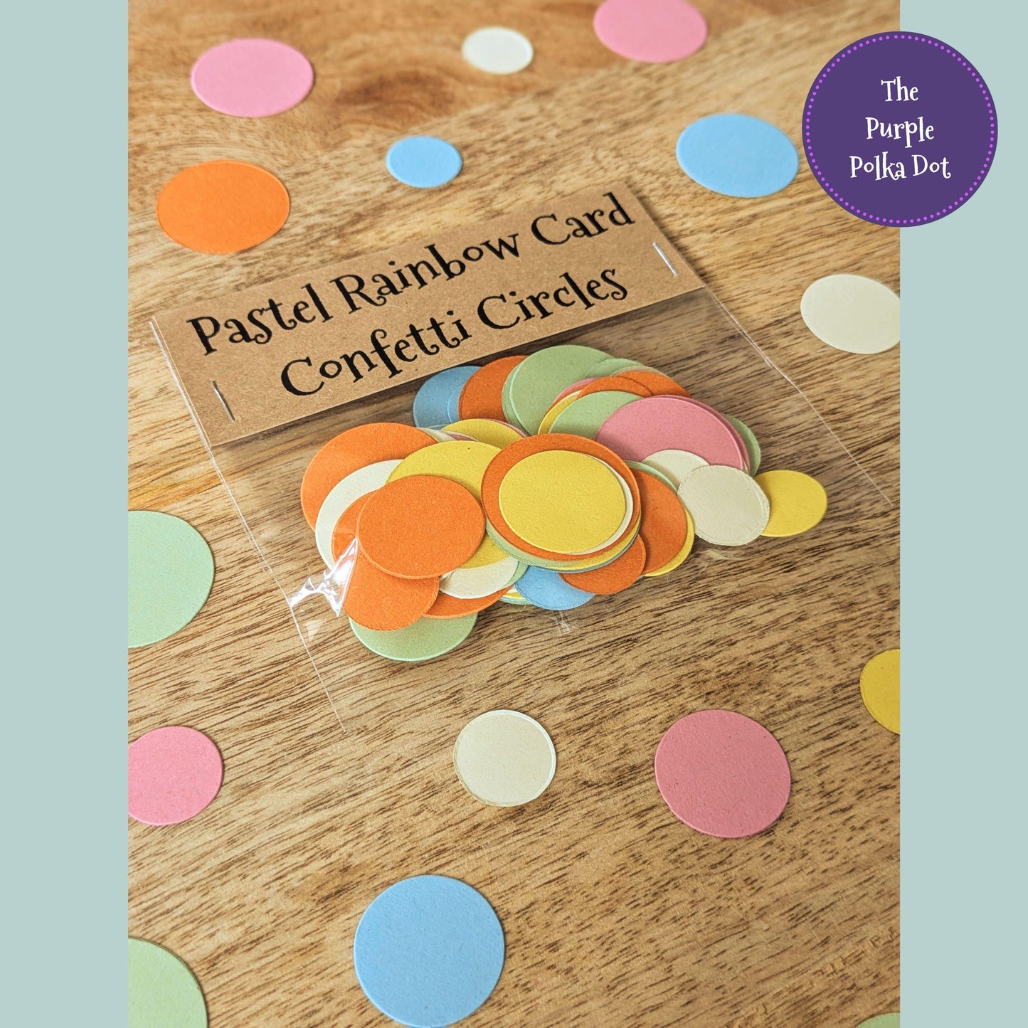 Rainbow card circles confetti, pastel party table decorations, die cut circles for craft, reusable party decorations, recycled confetti