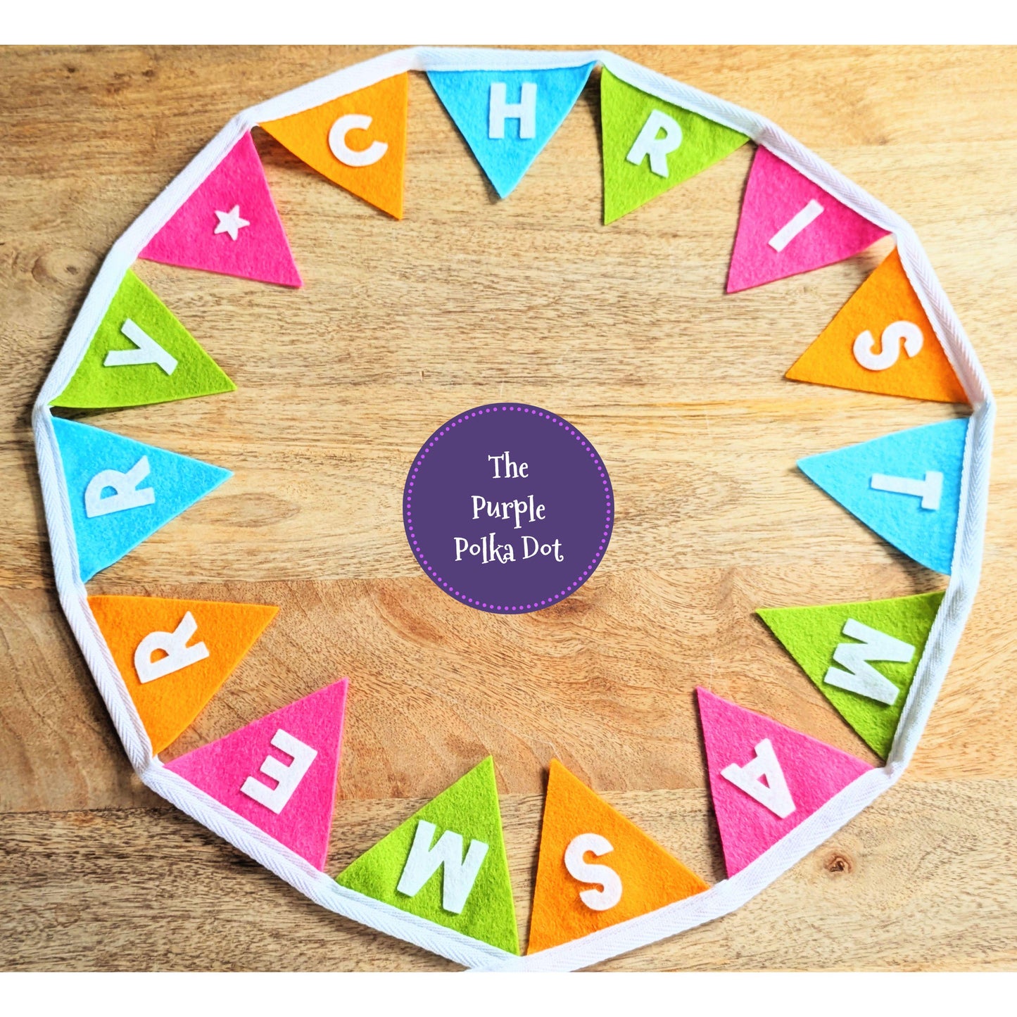 Merry Christmas felt festive bunting in bright colours