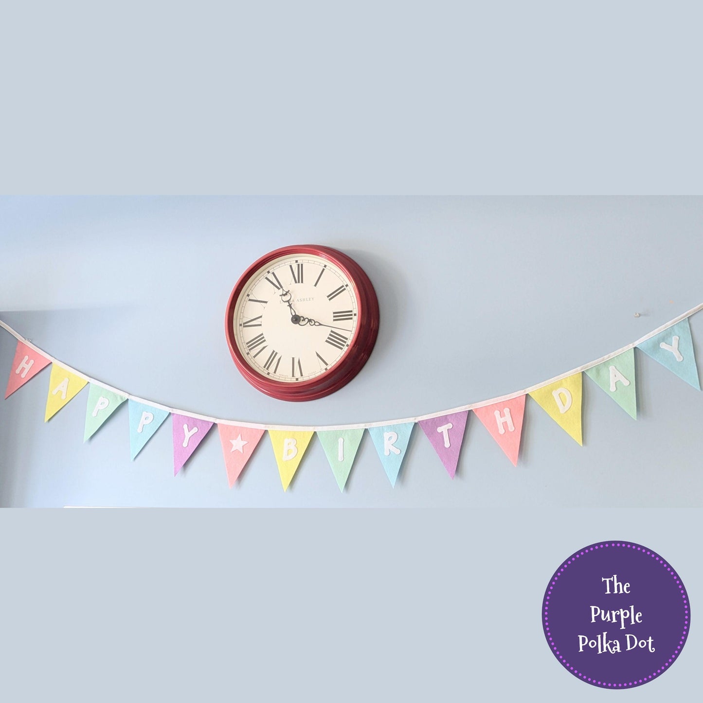 Happy Birthday felt rainbow pastel bunting with large die-cut lettering