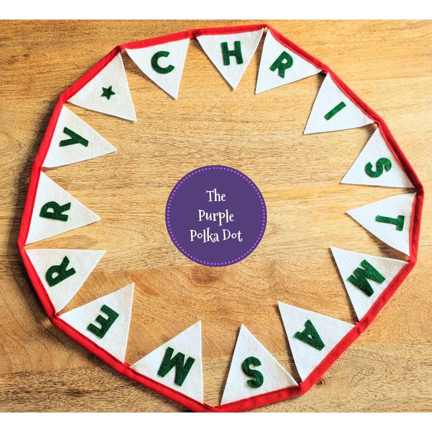 Merry Christmas felt festive bunting in traditional colours