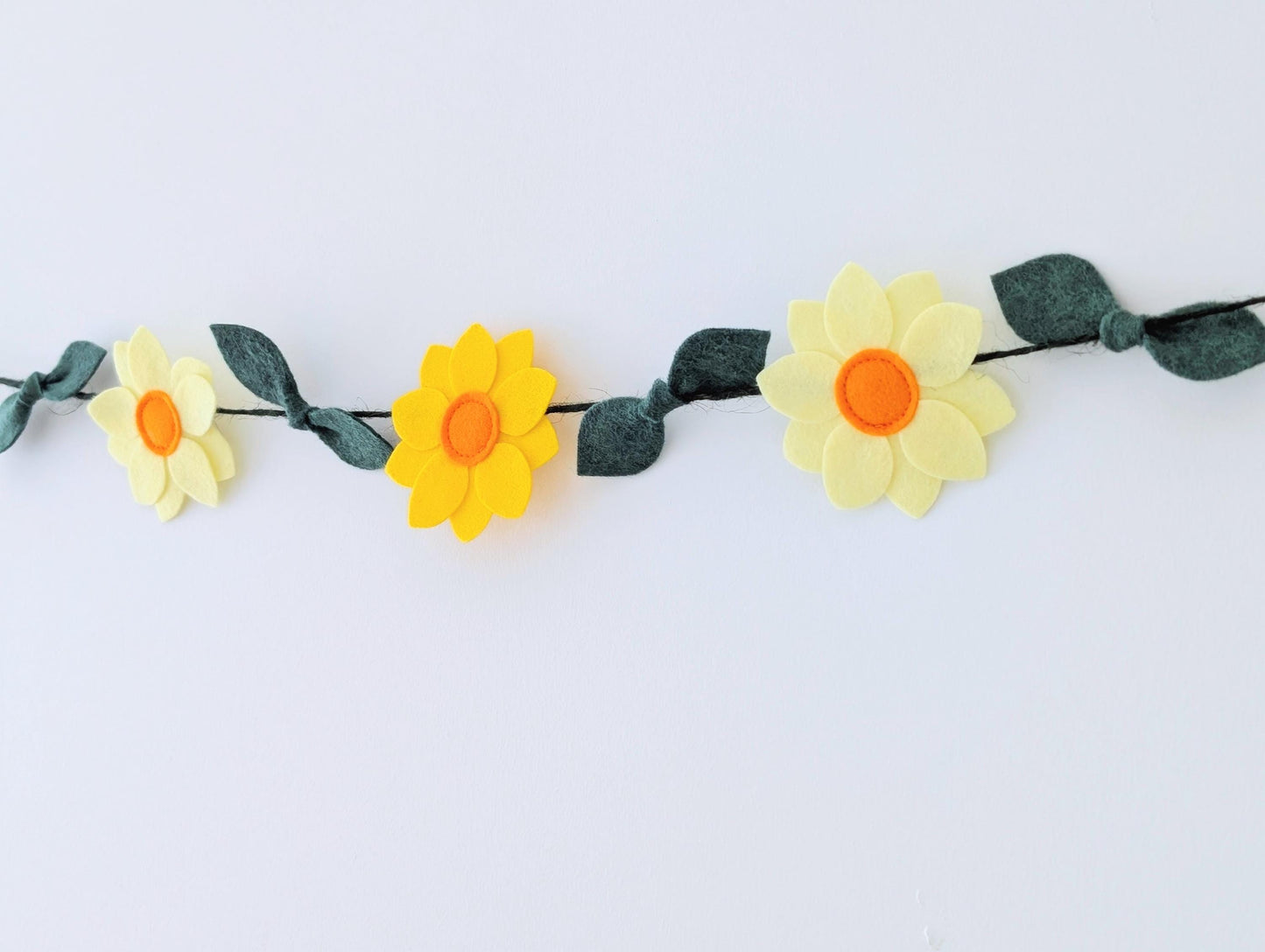 Yellow daffodil and leaves garland: floral spring or Easter bunting