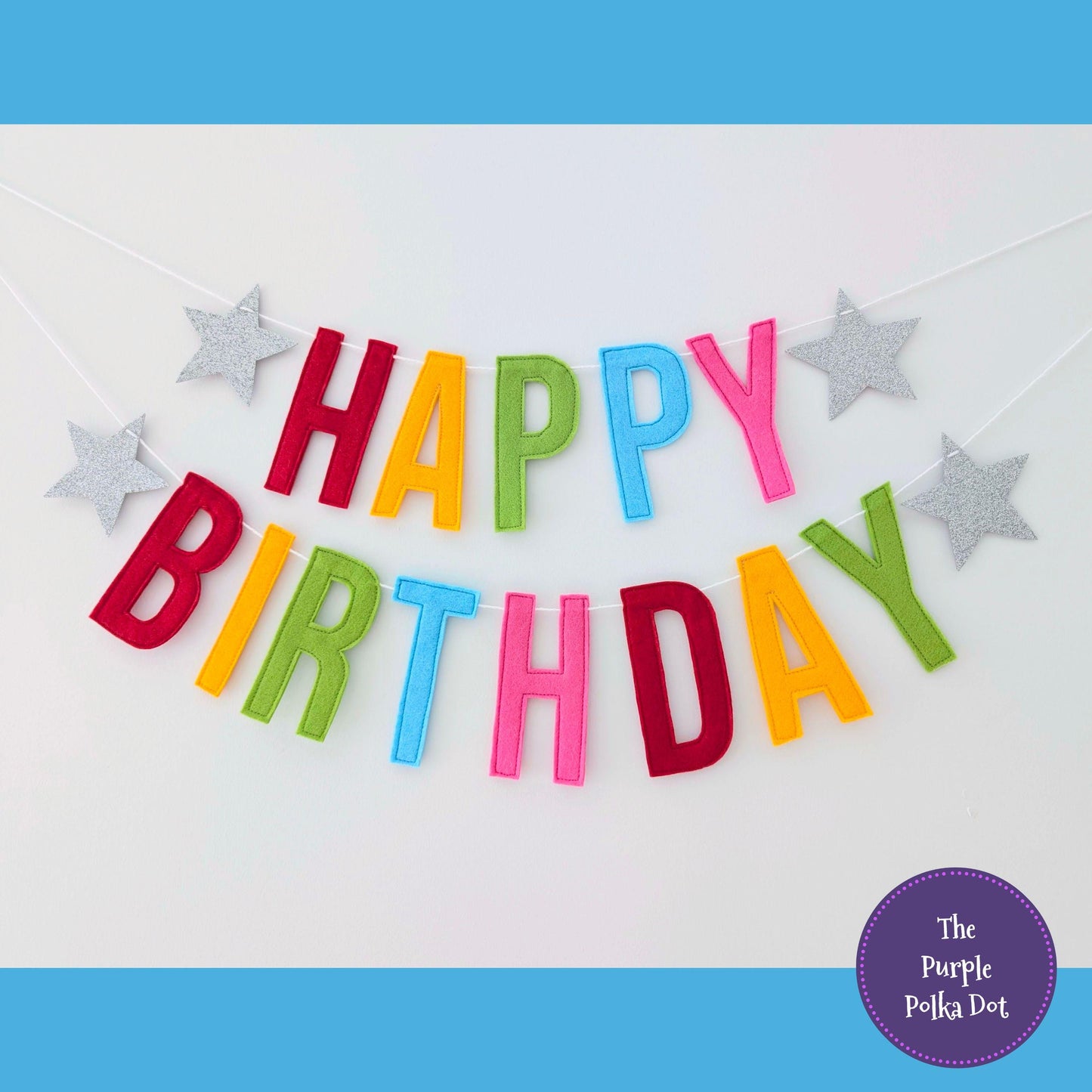 Felt happy birthday garland, rainbow birthday banner, colourful party bunting, reusable party decor, cake smash photo prop, eco party decor