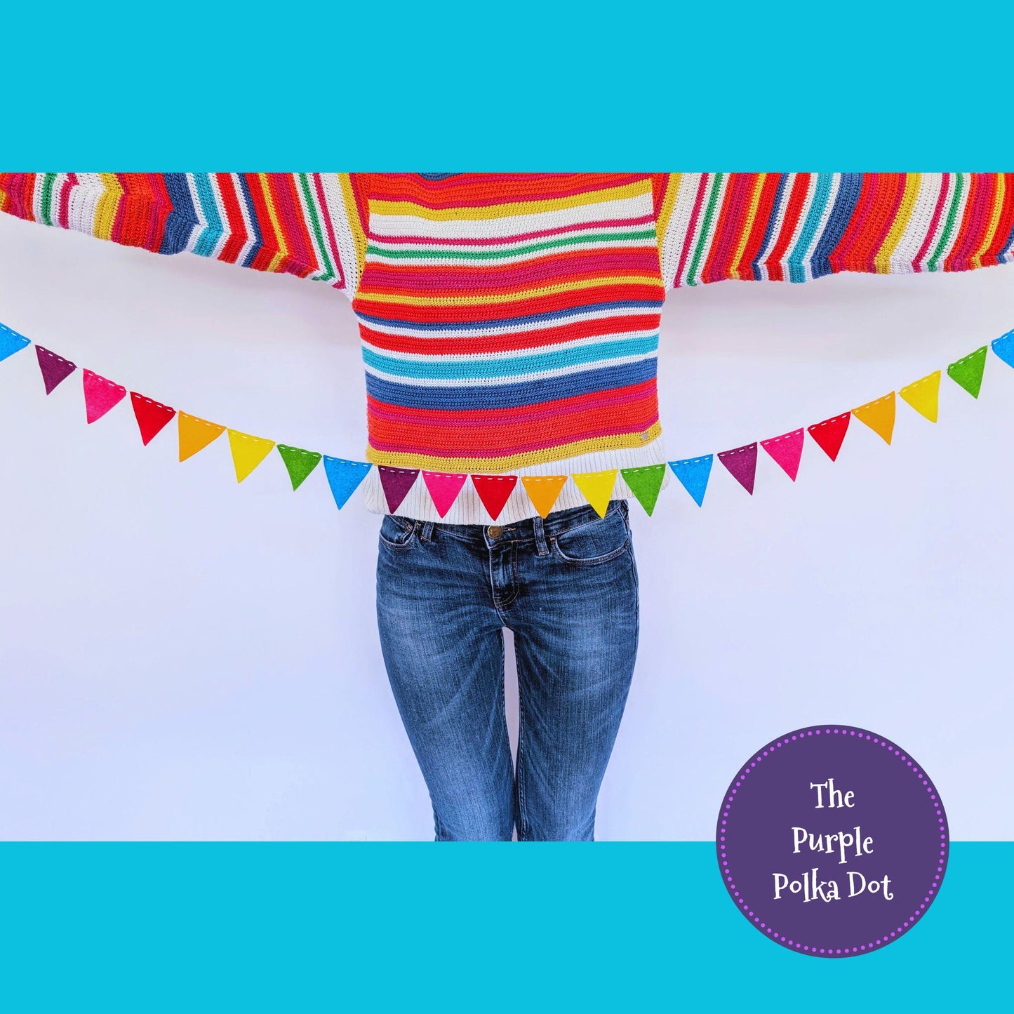 Felt rainbow mini bunting, colourful fabric banner, bright party mini flags, birthday party garland, cake smash photo prop, custom length