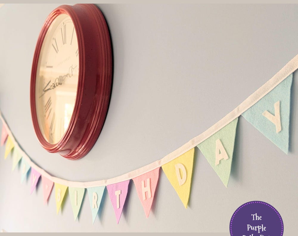 Happy Birthday pastel rainbow felt bunting