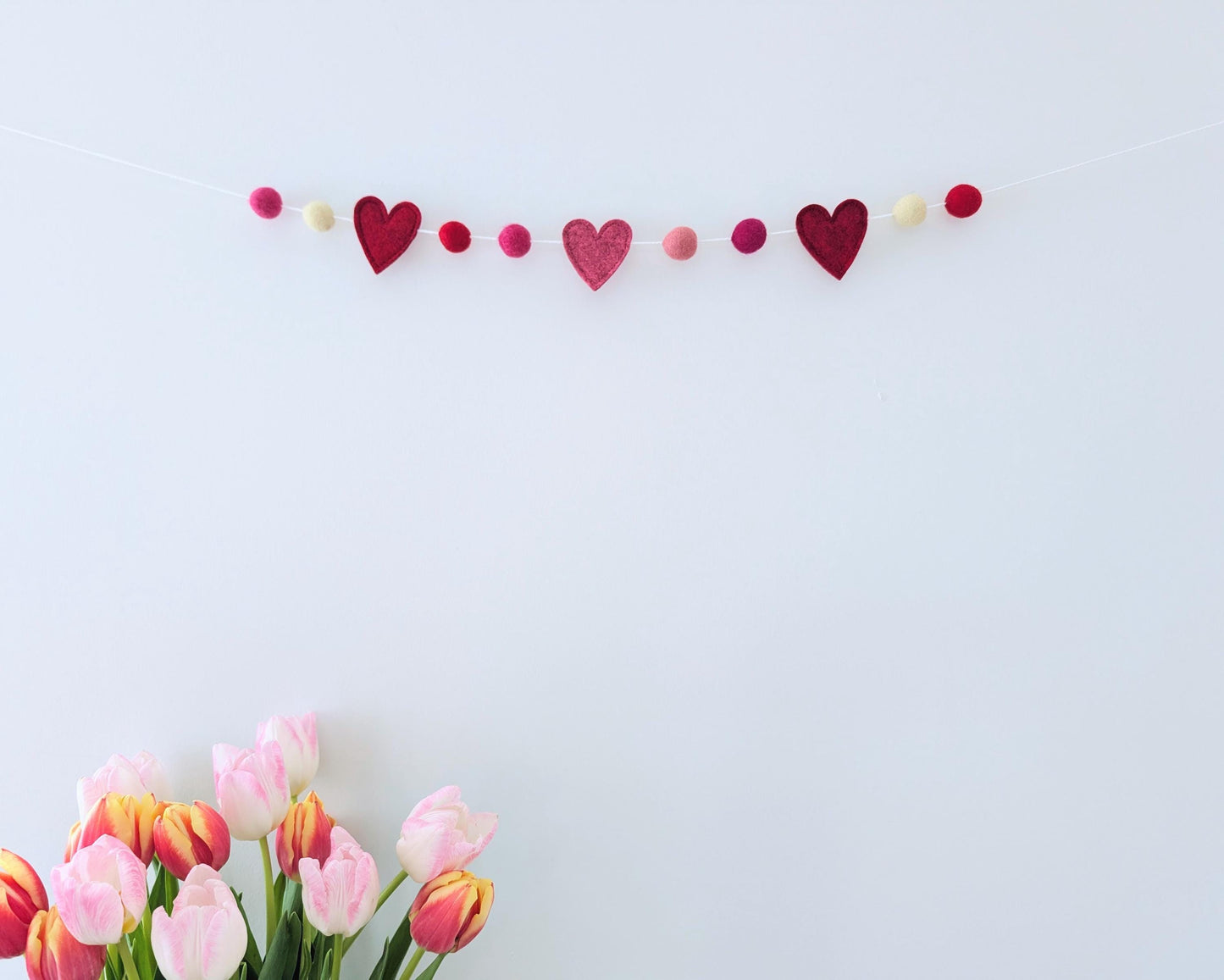 Felt Heart Garland: Valentine's Day Decor, Handmade Bunting