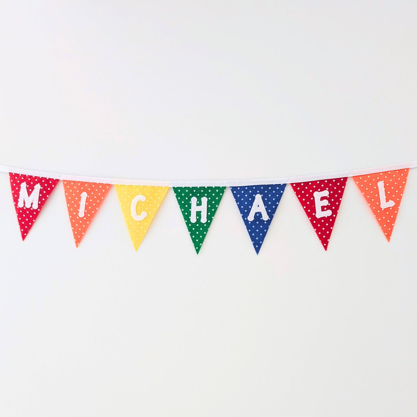 Personalised Polka Dot Rainbow Felt Bunting