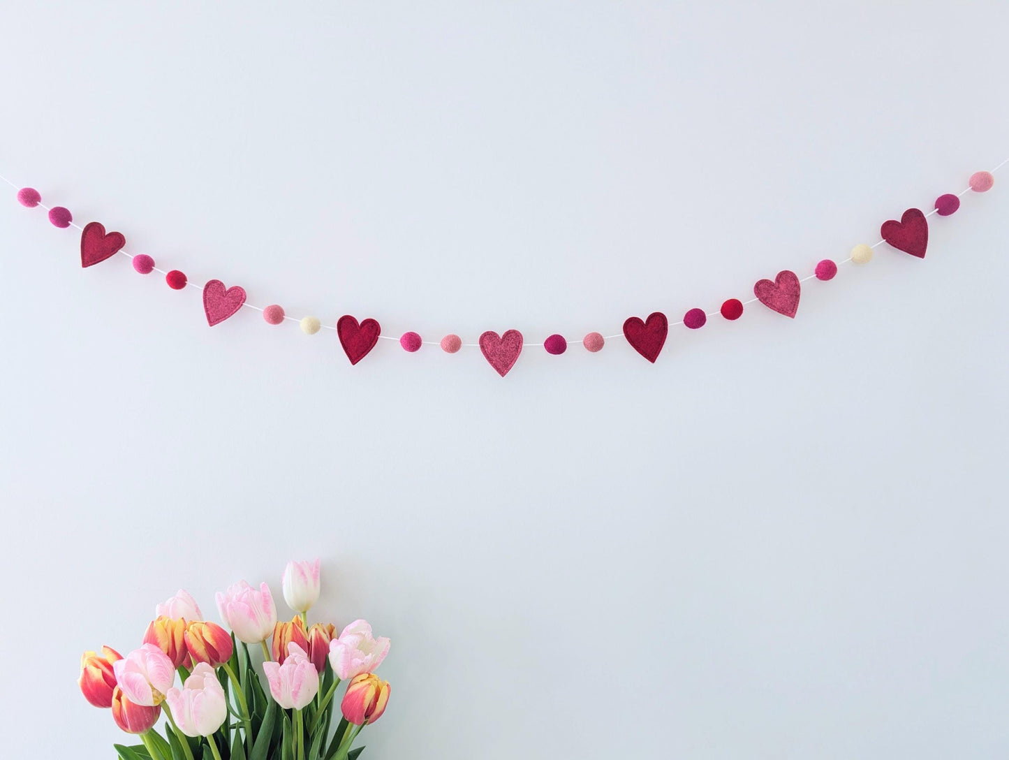 Felt Heart Garland: Valentine's Day Decor, Handmade Bunting