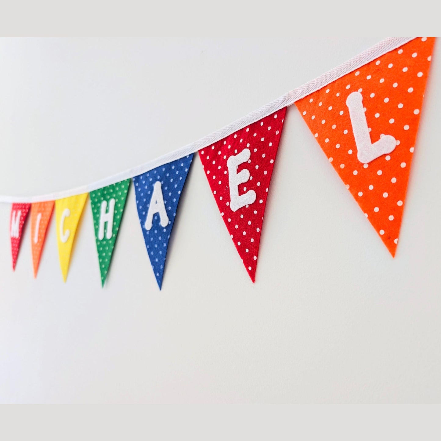 Personalised Polka Dot Rainbow Felt Bunting