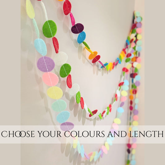 Custom felt circle garlands - choose your own length and colours
