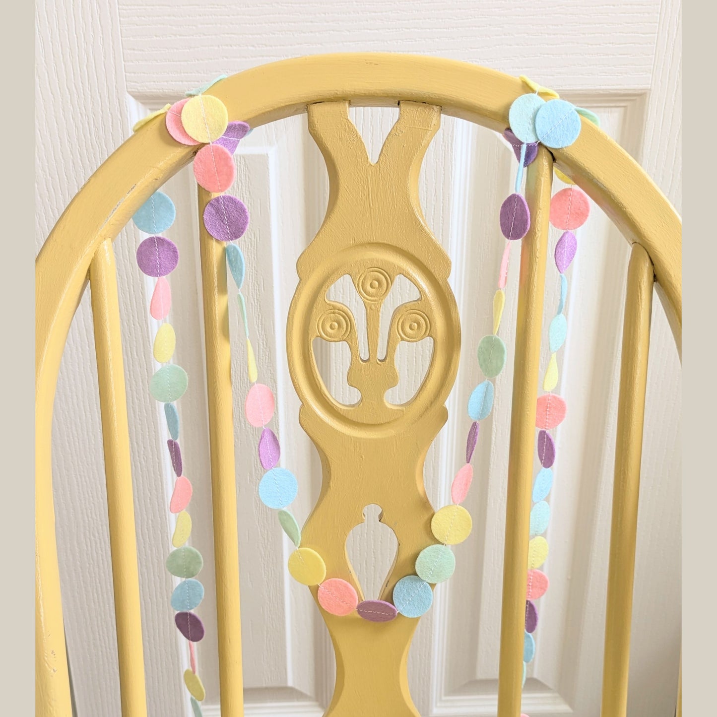 Rainbow pastel felt circle garland - polka dot confetti banner