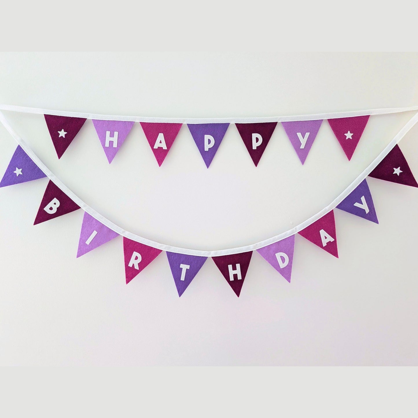 Purple Felt Happy Birthday Bunting - Smaller Size,Two Tiers