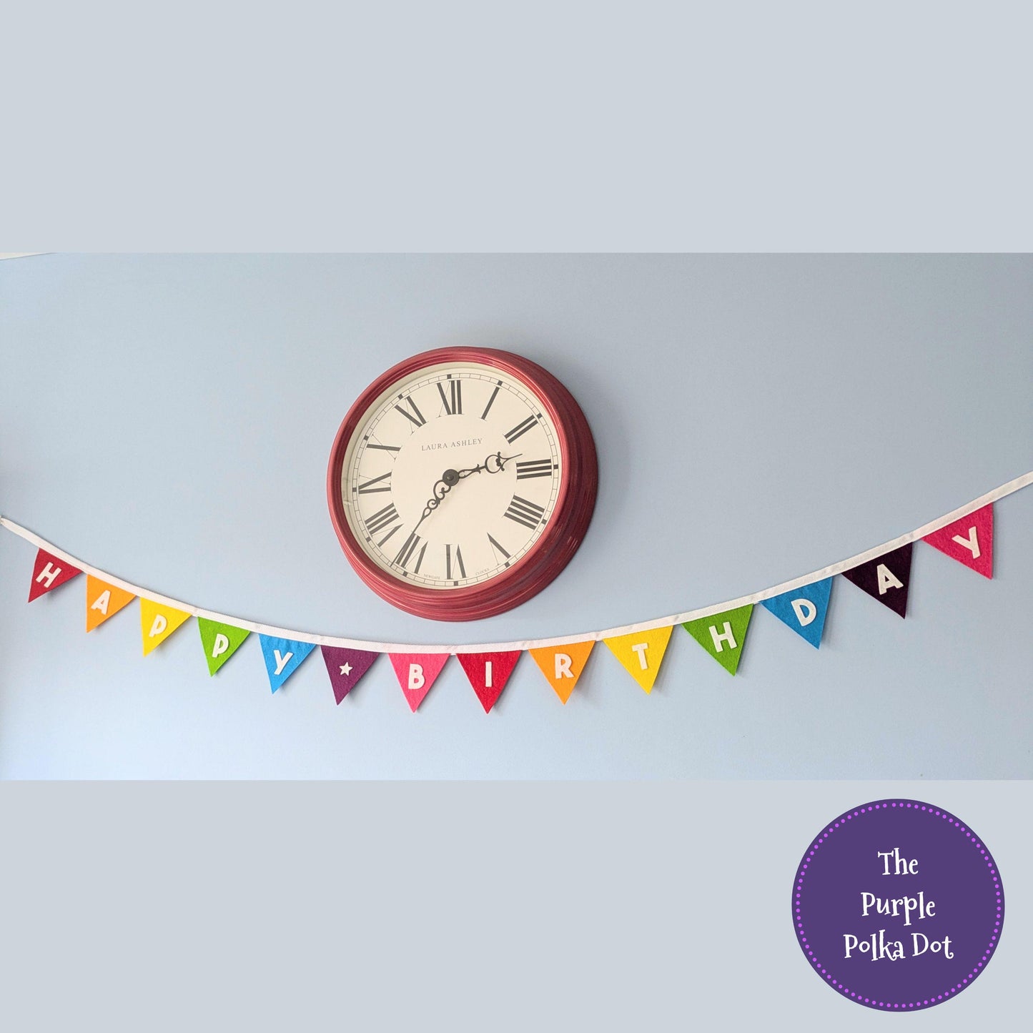 Happy Birthday felt rainbow bunting with die-cut lettering