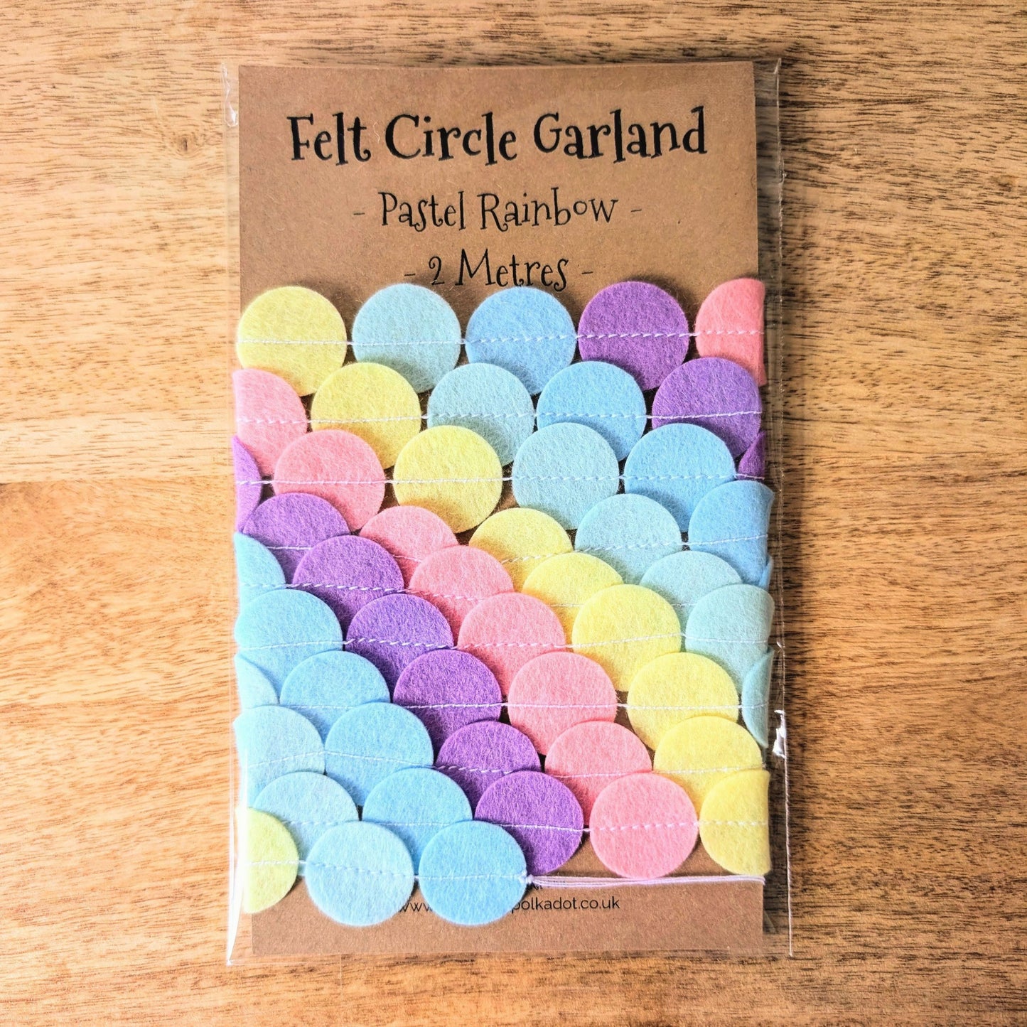 Rainbow pastel felt circle garland - polka dot confetti banner