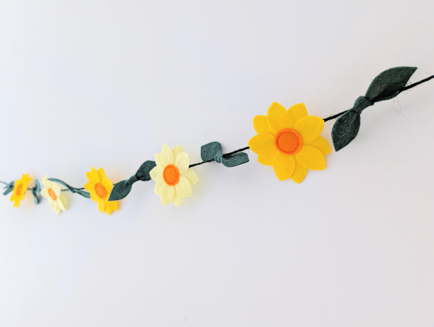 Yellow daffodil and leaves garland: floral spring or Easter bunting