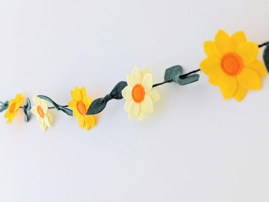 Yellow daffodil and leaves garland: floral spring or Easter bunting