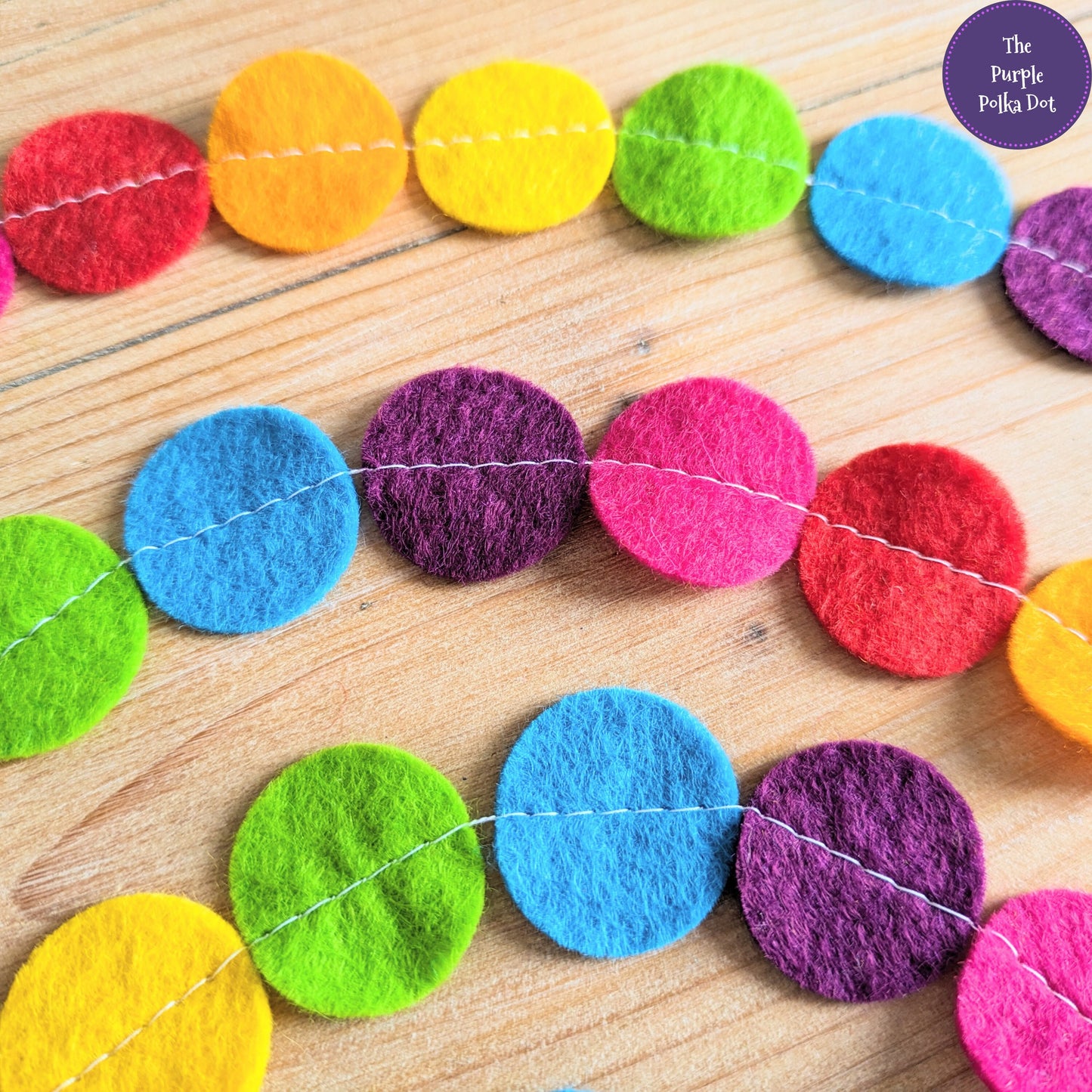Rainbow felt circle garland