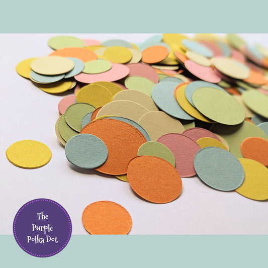 Rainbow card circles confetti, pastel party table decorations, die cut circles for craft, reusable party decorations, recycled confetti