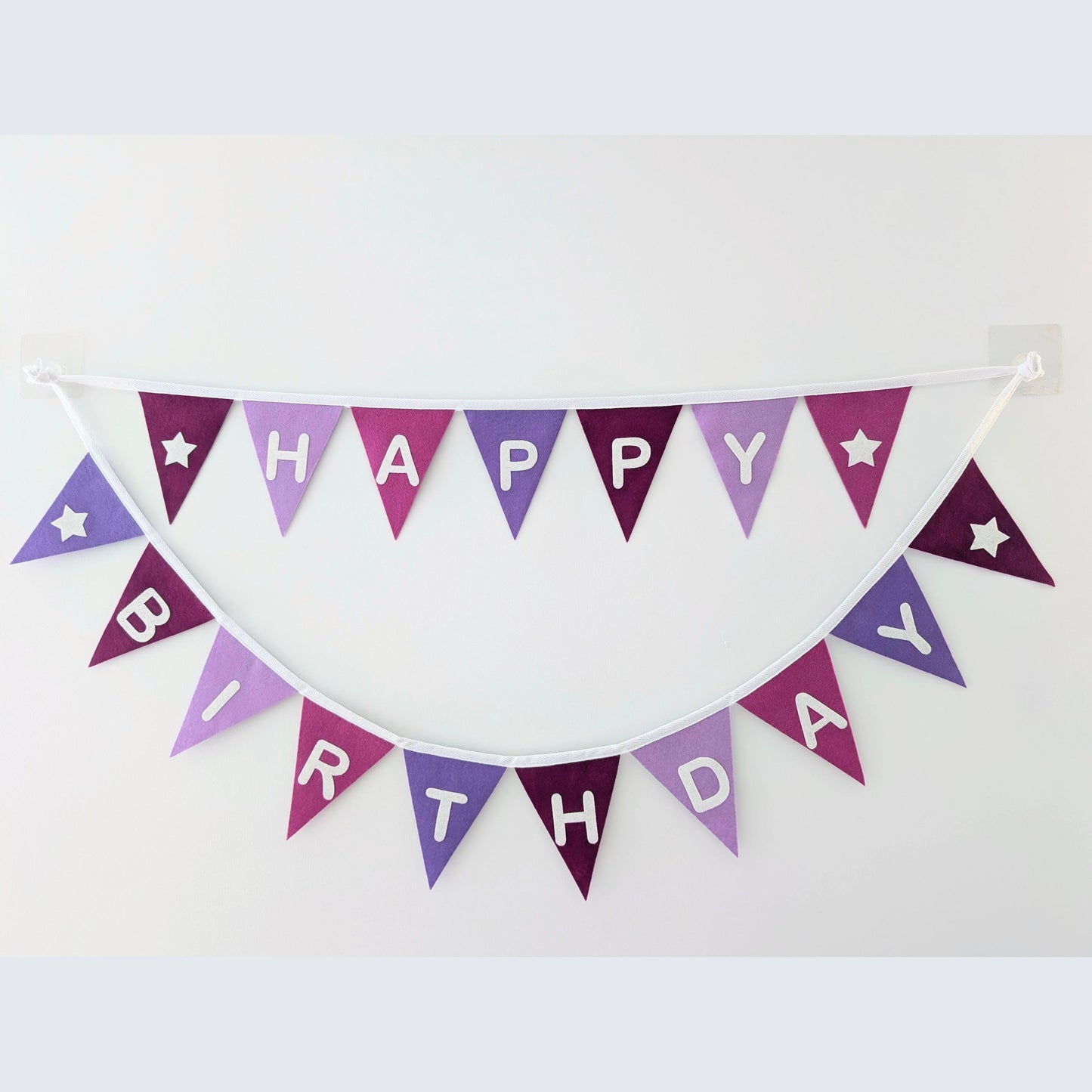 Purple Felt Happy Birthday Bunting - Larger Size, Two Tiers