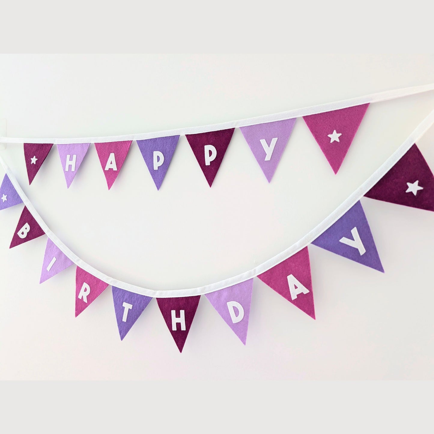 Purple Felt Happy Birthday Bunting - Smaller Size,Two Tiers