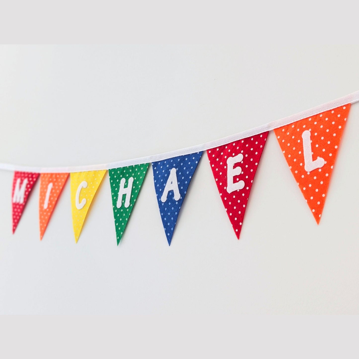 Personalised Polka Dot Rainbow Felt Bunting